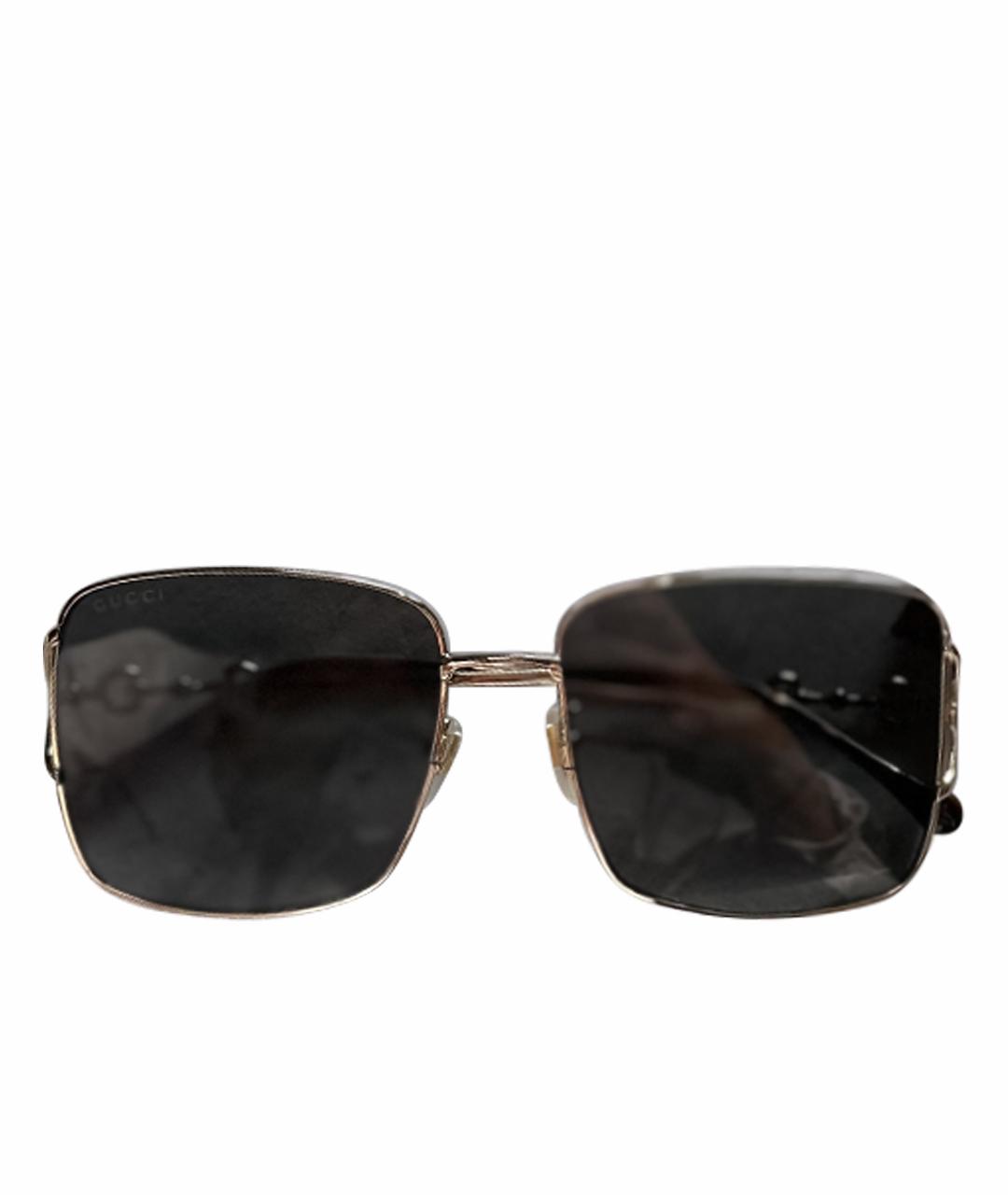 GUCCI Золотые металлические солнцезащитные очки, фото 1