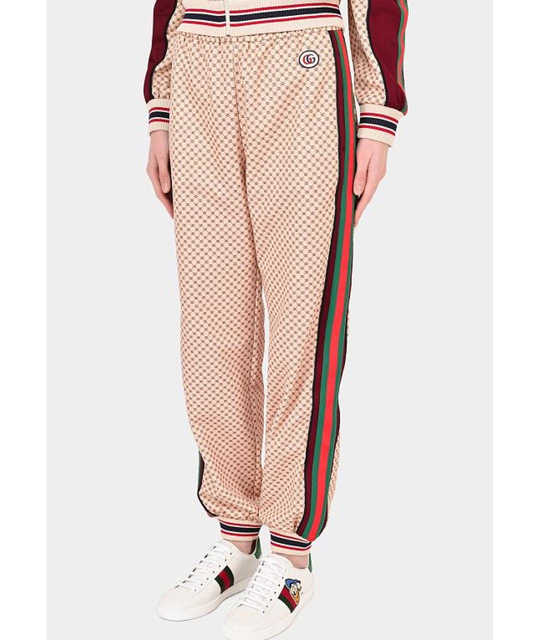 GUCCI Бежевые полиамидовые спортивные брюки и шорты, фото 5