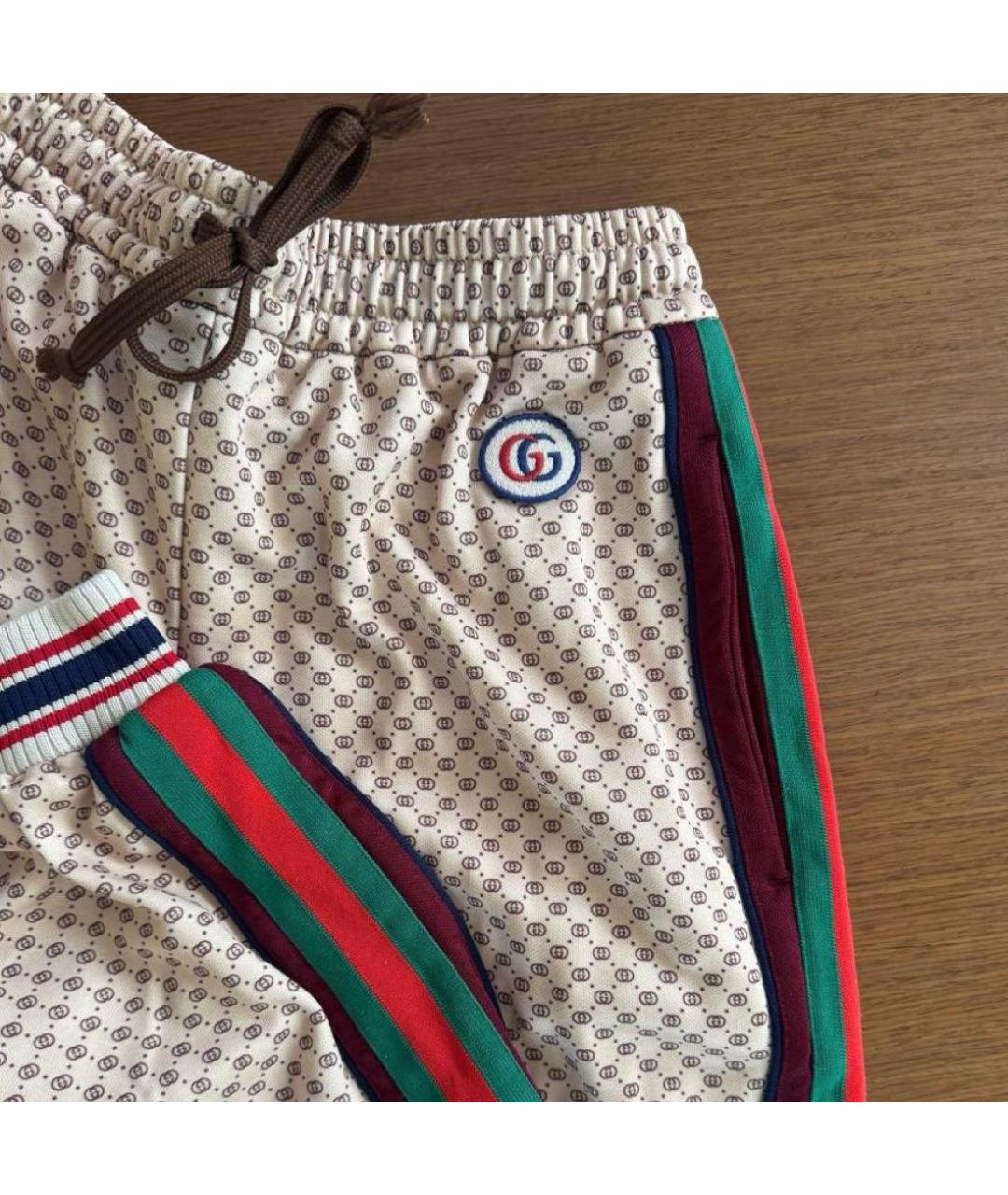 GUCCI Бежевые полиамидовые спортивные брюки и шорты, фото 4