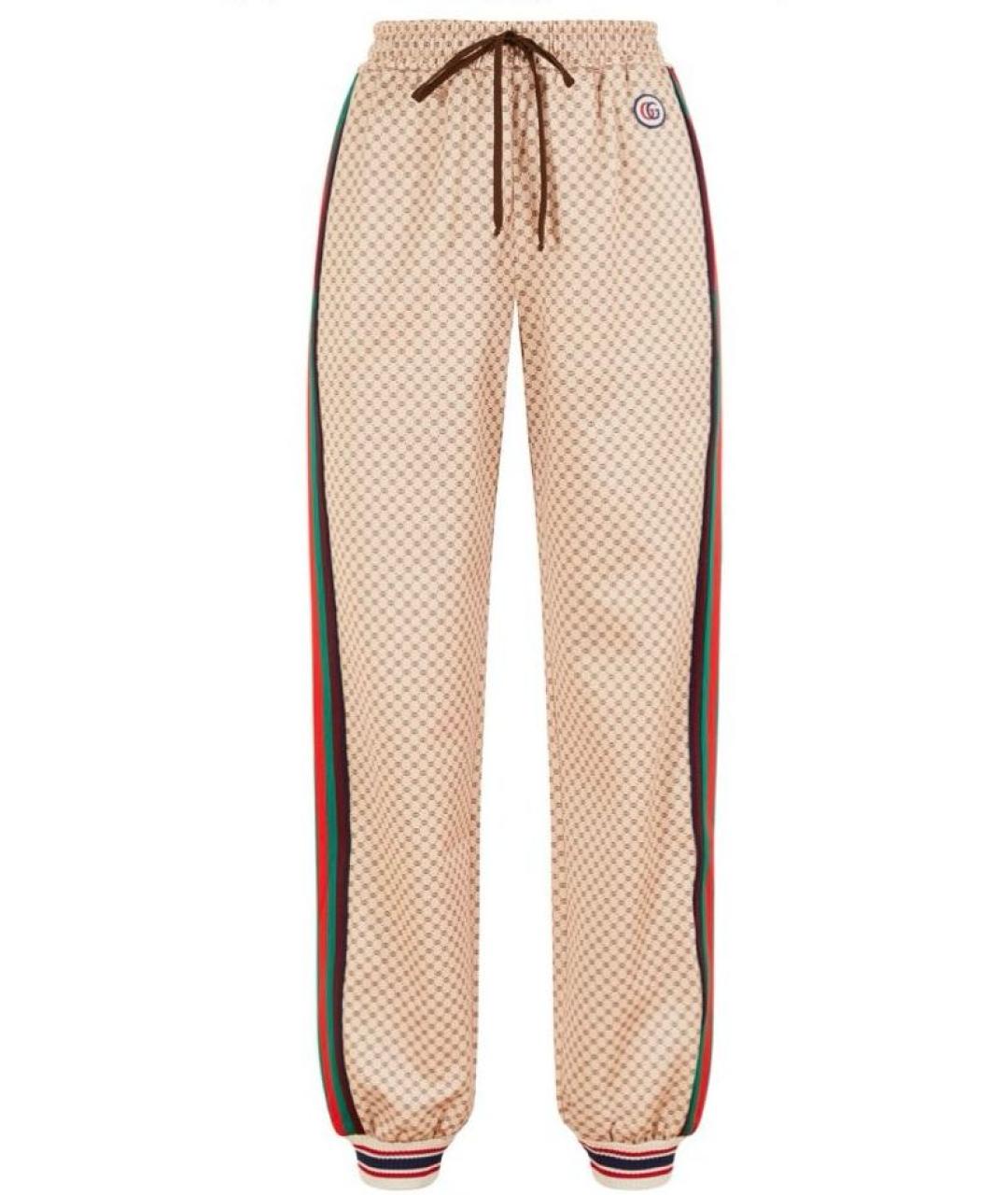 GUCCI Бежевые полиамидовые спортивные брюки и шорты, фото 1