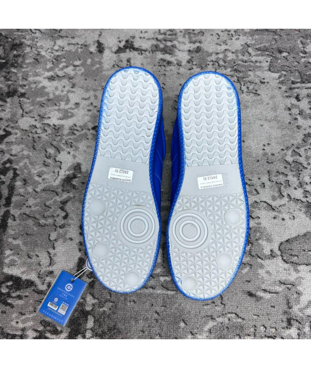 MAISON MARGIELA Синие низкие кроссовки / кеды из лакированной кожи, фото 6