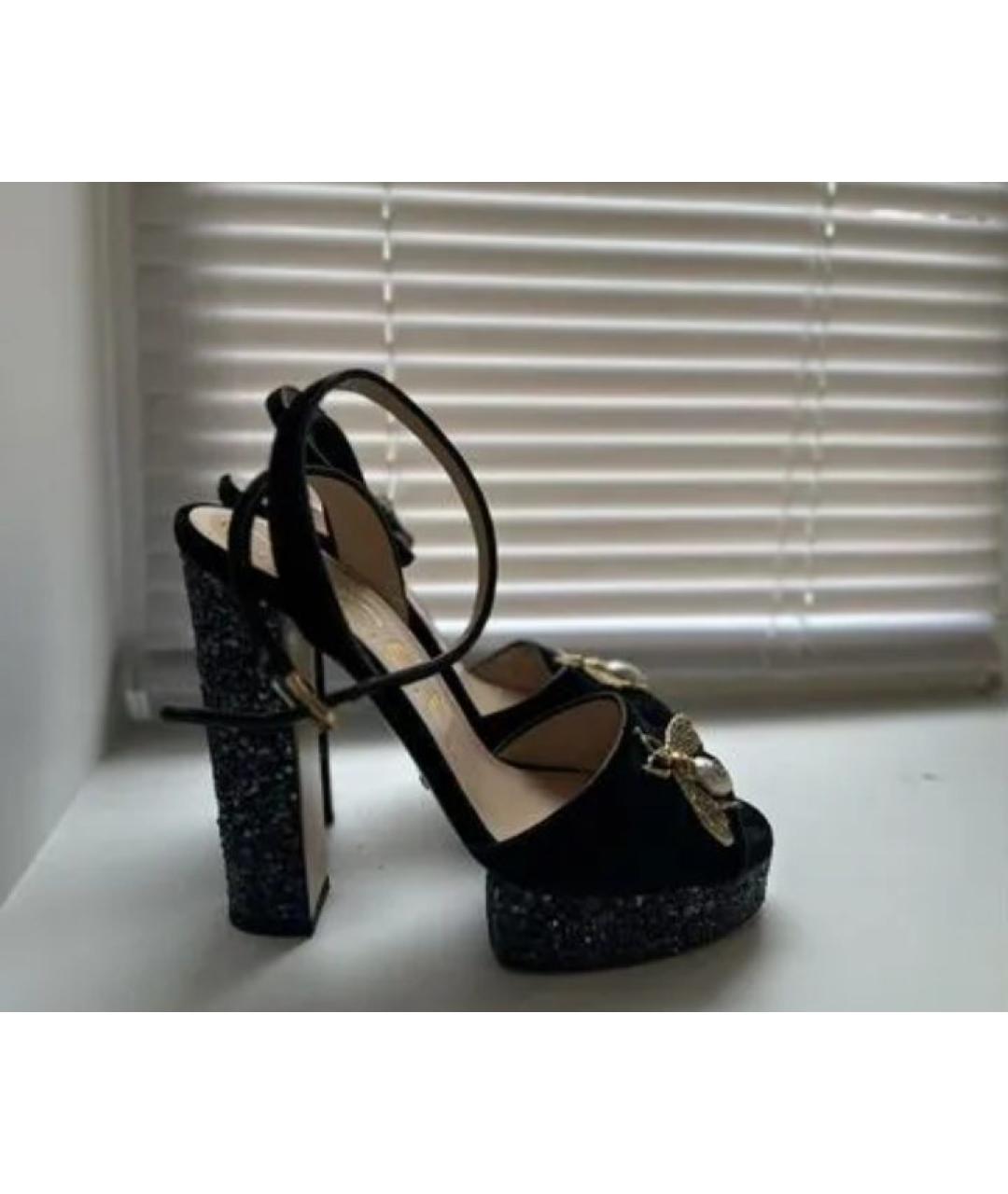 GUCCI Черные замшевые босоножки, фото 3