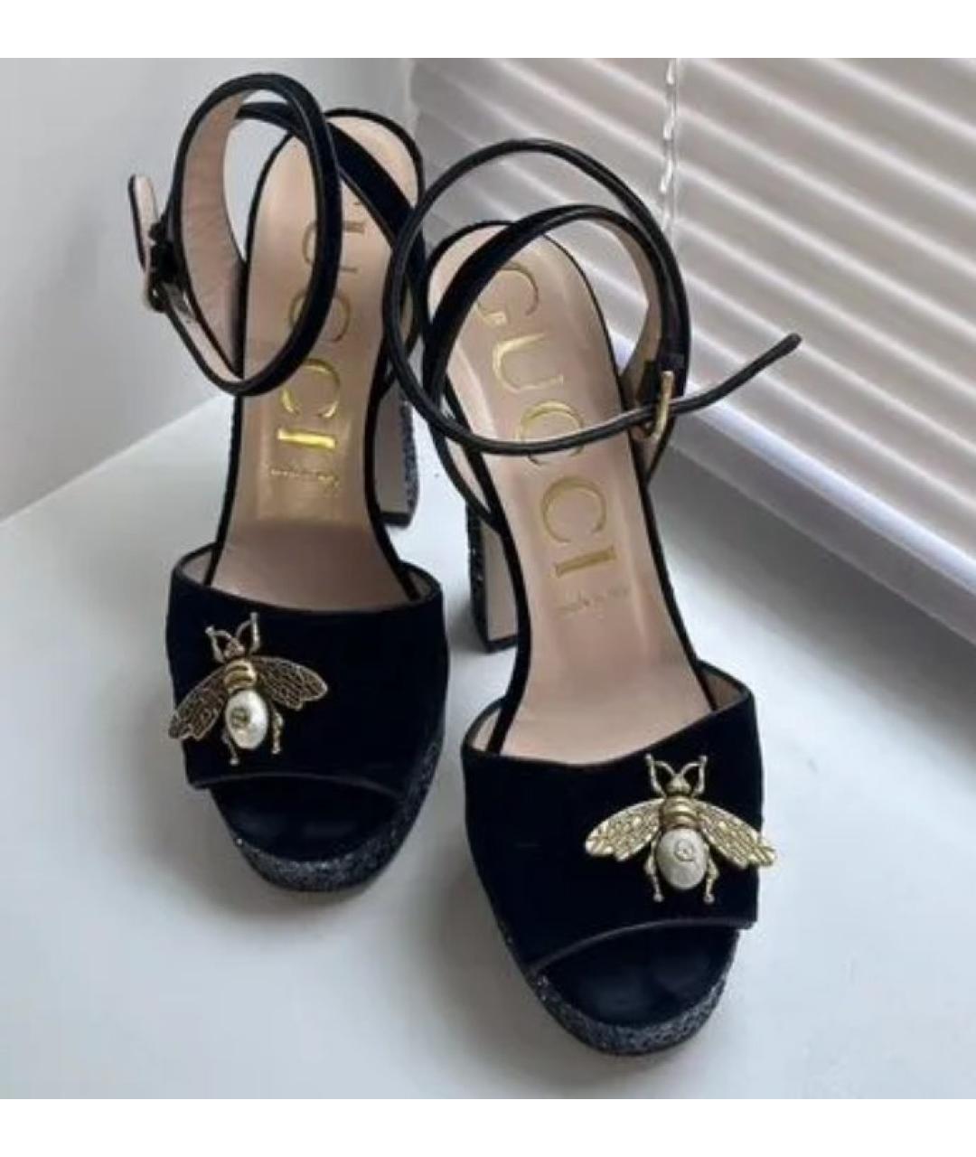 GUCCI Черные замшевые босоножки, фото 5