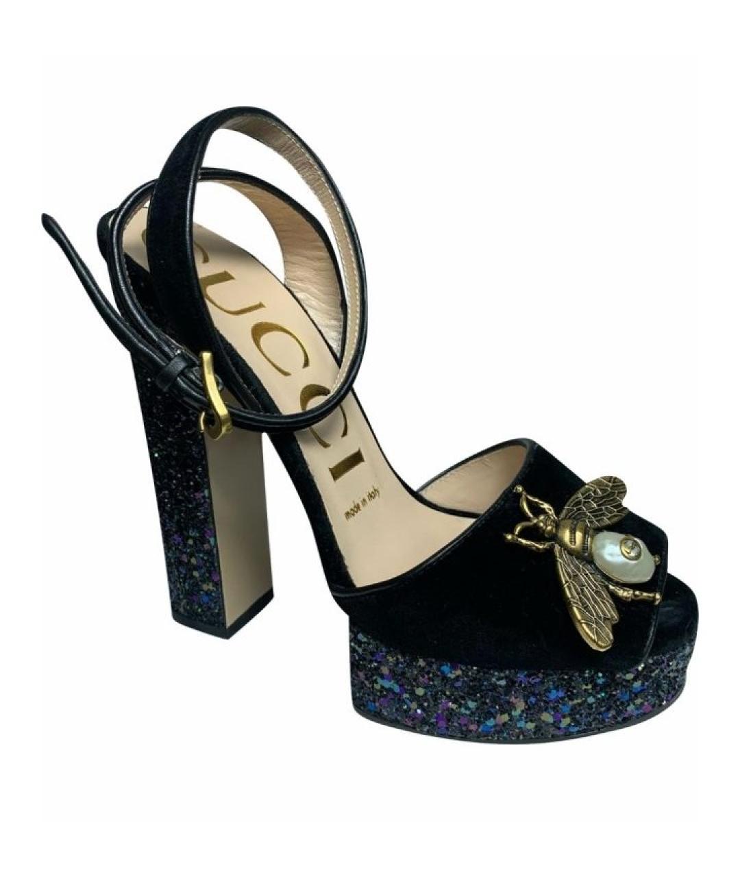 GUCCI Черные замшевые босоножки, фото 7