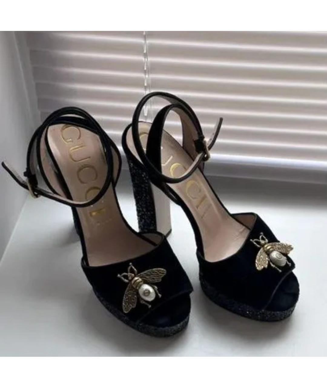 GUCCI Черные замшевые босоножки, фото 2