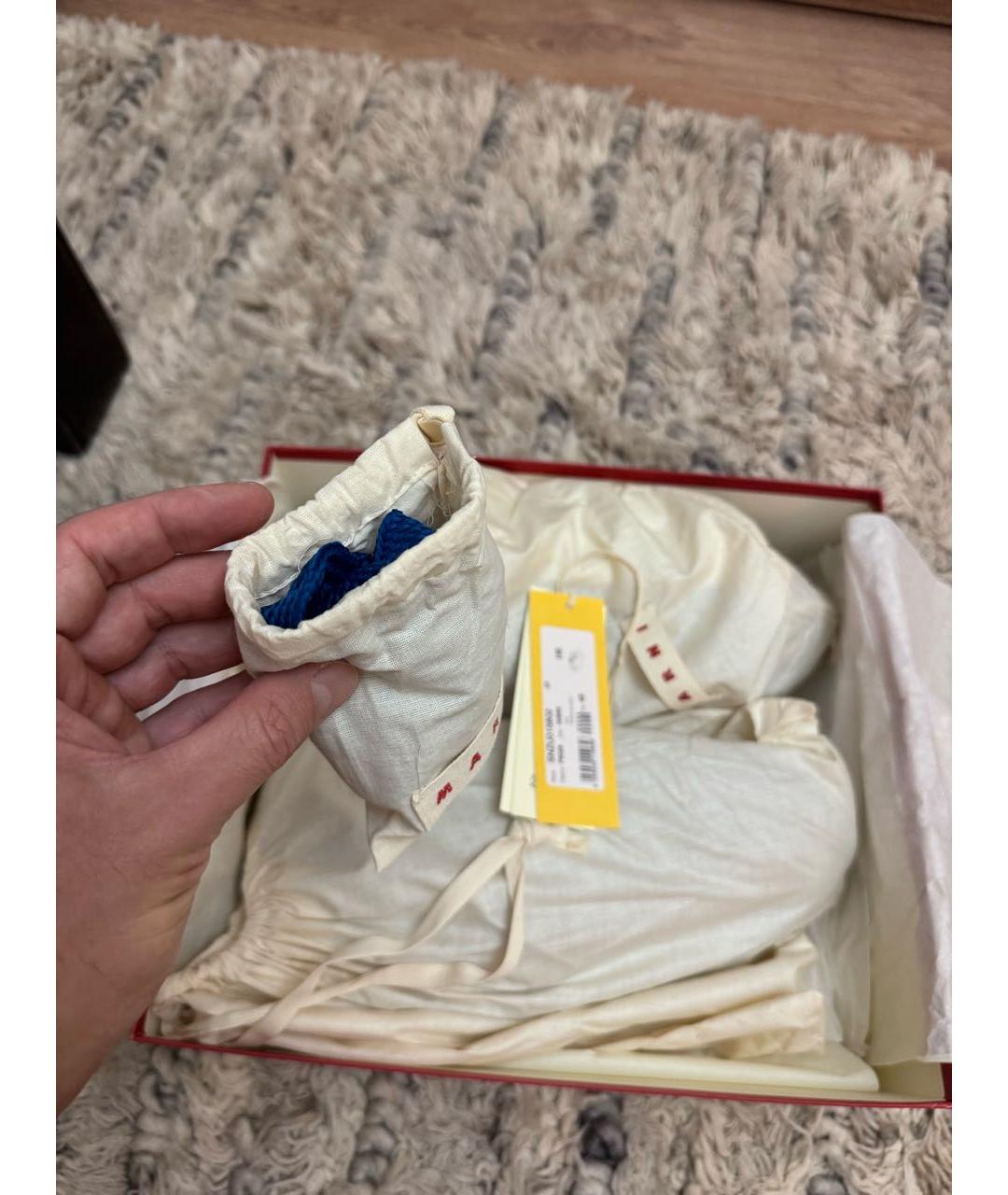 MARNI Синие кожаные низкие кроссовки / кеды, фото 7