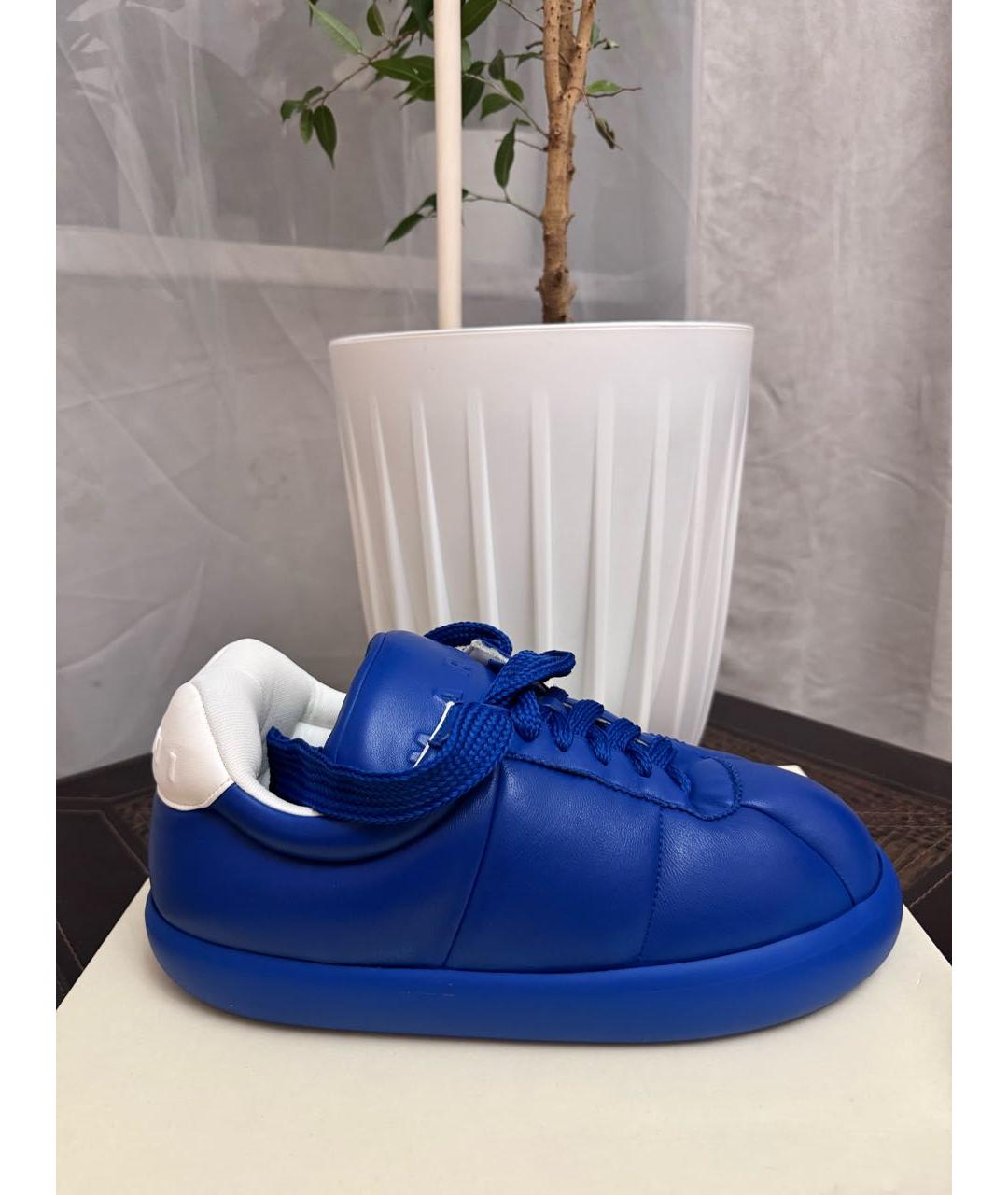 MARNI Синие кожаные низкие кроссовки / кеды, фото 9