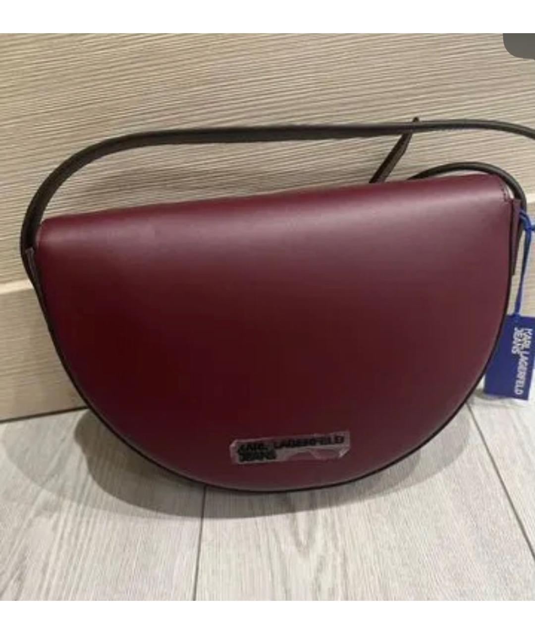 KARL LAGERFELD Бордовая кожаная сумка через плечо, фото 2