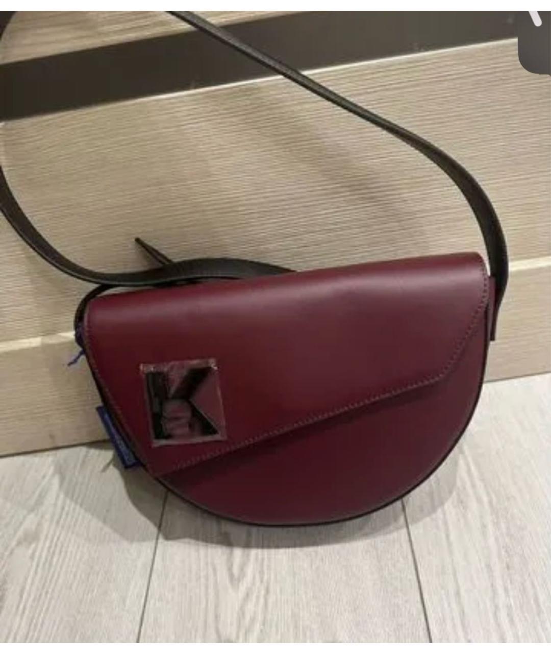 KARL LAGERFELD Бордовая кожаная сумка через плечо, фото 7