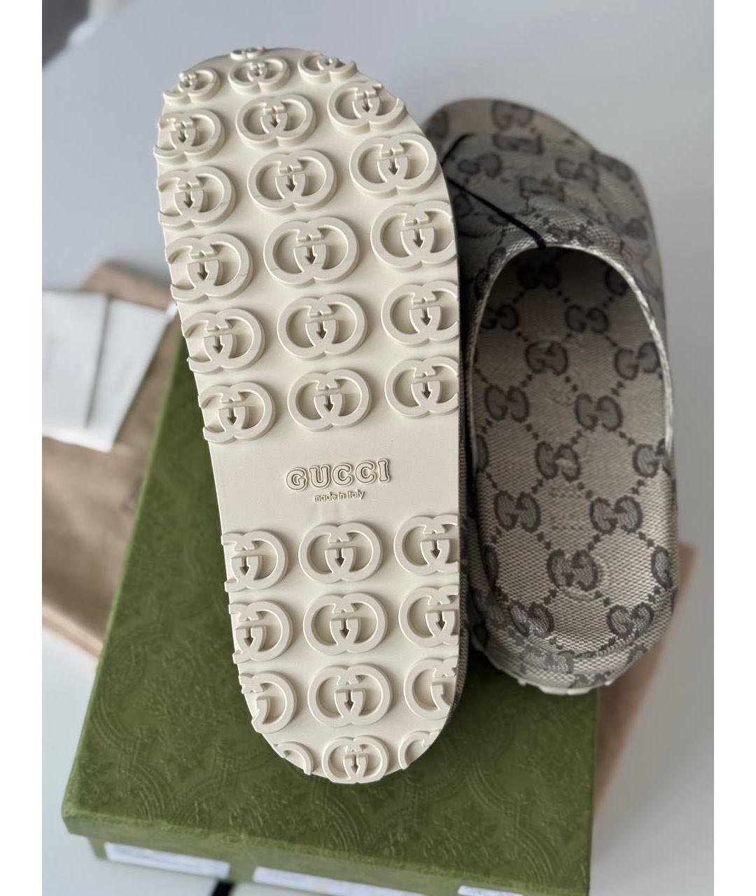 GUCCI Бежевые текстильные шлепанцы, фото 3