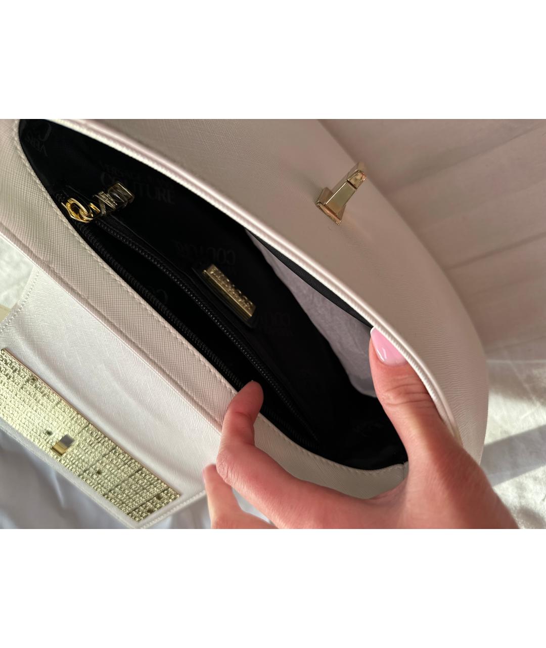 VERSACE JEANS COUTURE Белая кожаная сумка через плечо, фото 5