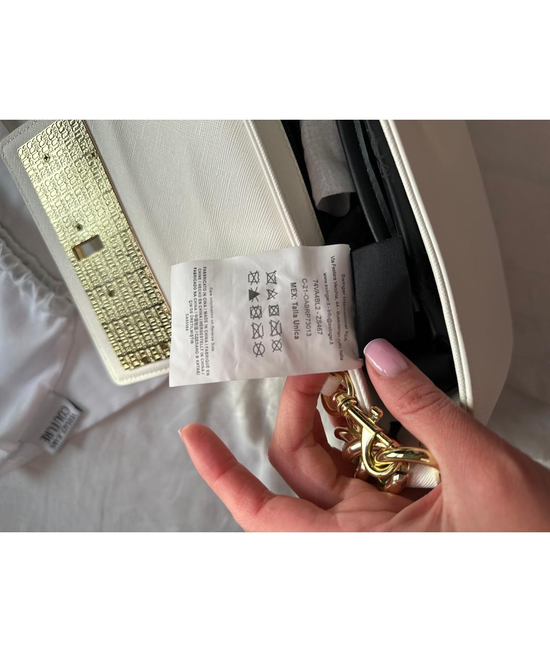 VERSACE JEANS COUTURE Белая кожаная сумка через плечо, фото 6