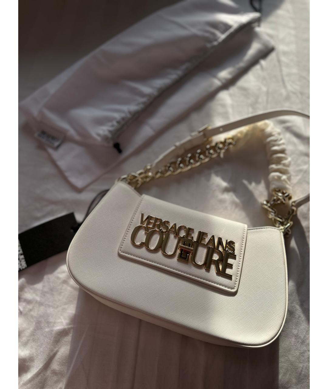 VERSACE JEANS COUTURE Белая кожаная сумка через плечо, фото 4