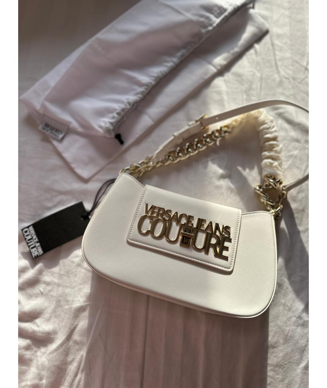 VERSACE JEANS COUTURE Белая кожаная сумка через плечо, фото 8