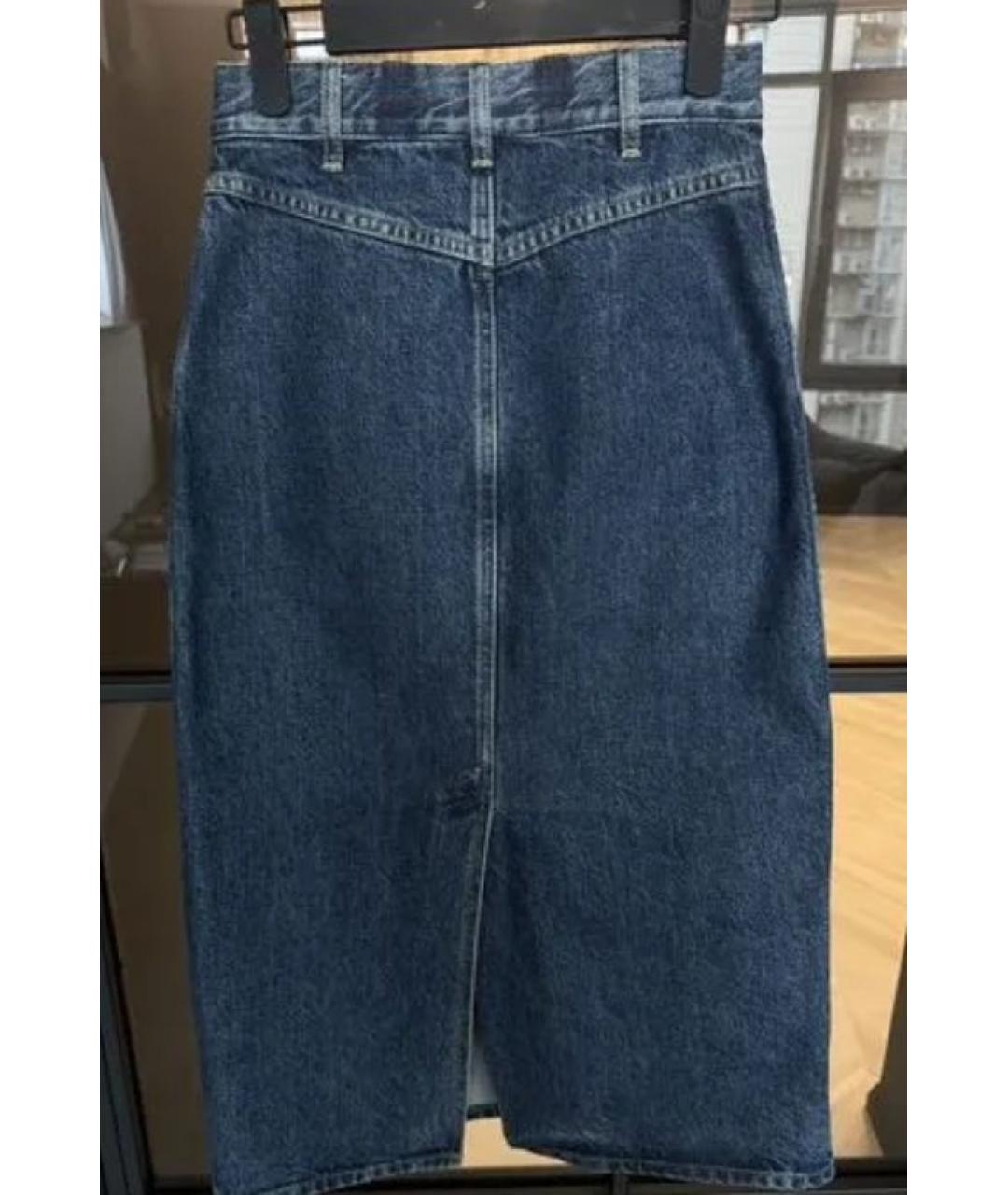 CELINE Темно-синяя хлопковая юбка миди, фото 5