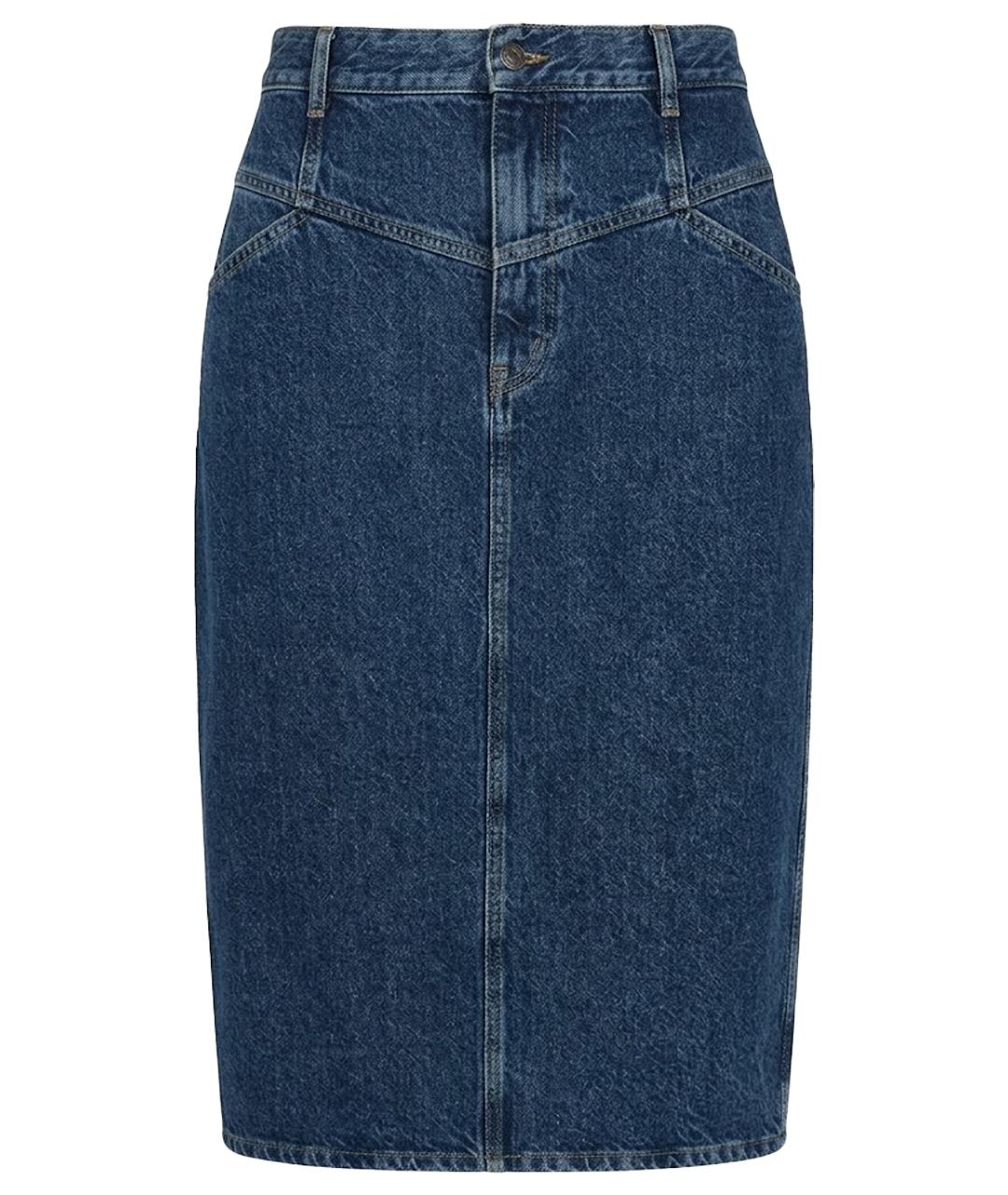 CELINE Темно-синяя хлопковая юбка миди, фото 1