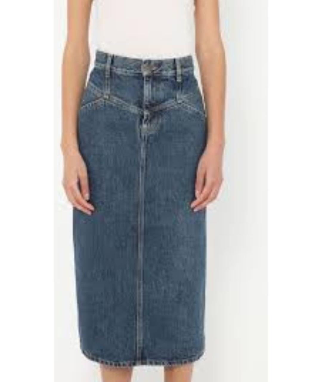 CELINE Темно-синяя хлопковая юбка миди, фото 2