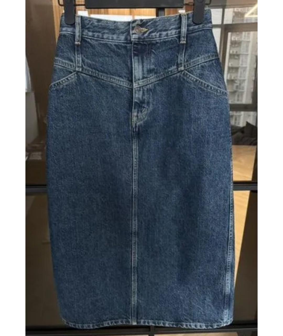 CELINE Темно-синяя хлопковая юбка миди, фото 8