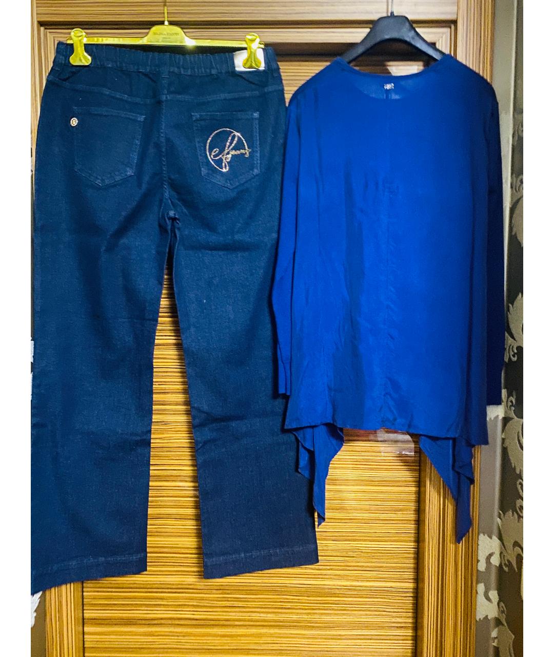 ESCADA Синий хлопко-эластановый костюм с брюками, фото 2