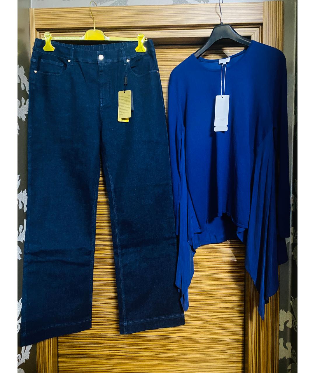 ESCADA Синий хлопко-эластановый костюм с брюками, фото 7