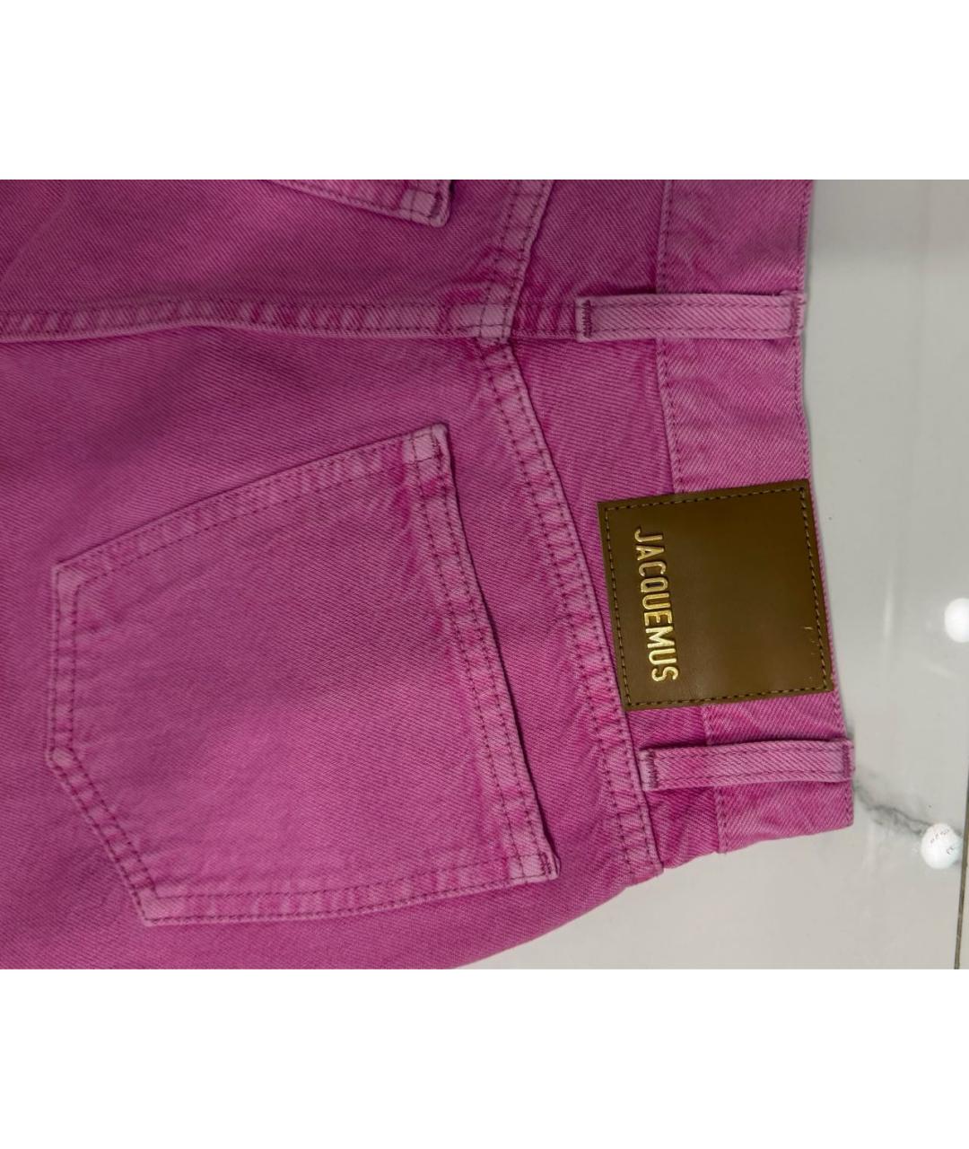 JACQUEMUS Розовые хлопковые прямые джинсы, фото 4
