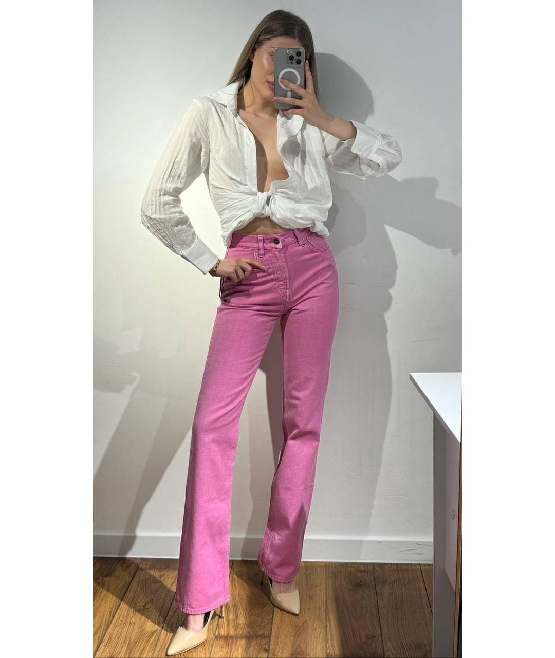 JACQUEMUS Розовые хлопковые прямые джинсы, фото 5