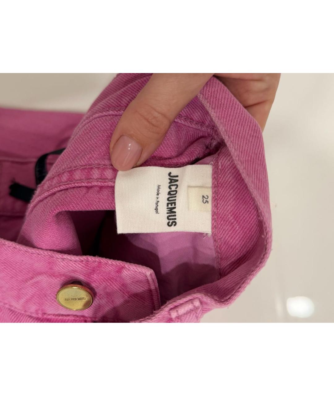 JACQUEMUS Розовые хлопковые прямые джинсы, фото 3