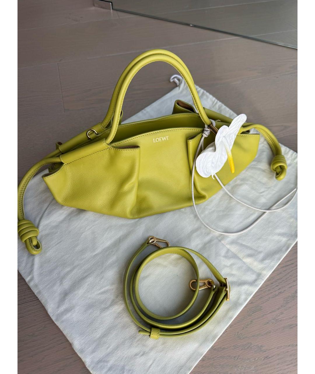 LOEWE Салатовая кожаная сумка через плечо, фото 5