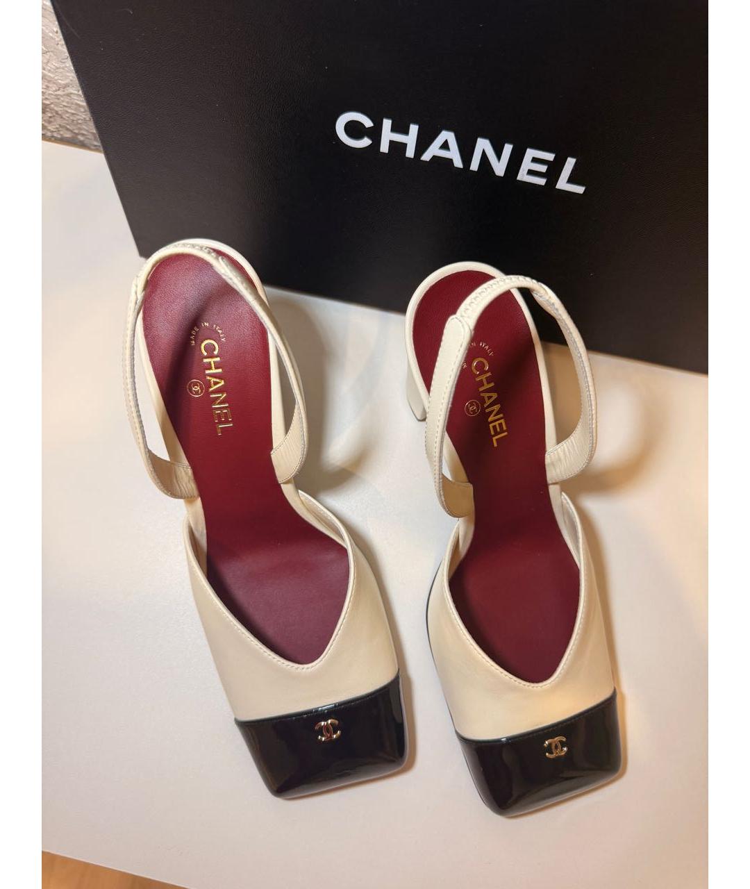 CHANEL Белые кожаные туфли, фото 6