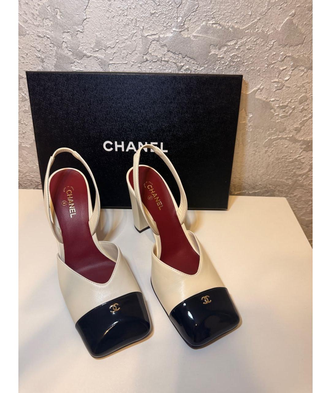 CHANEL Белые кожаные туфли, фото 2