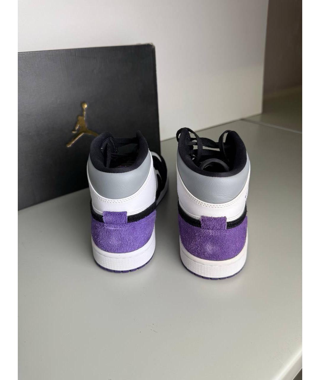 JORDAN Фиолетовые замшевые высокие кроссовки / кеды, фото 4