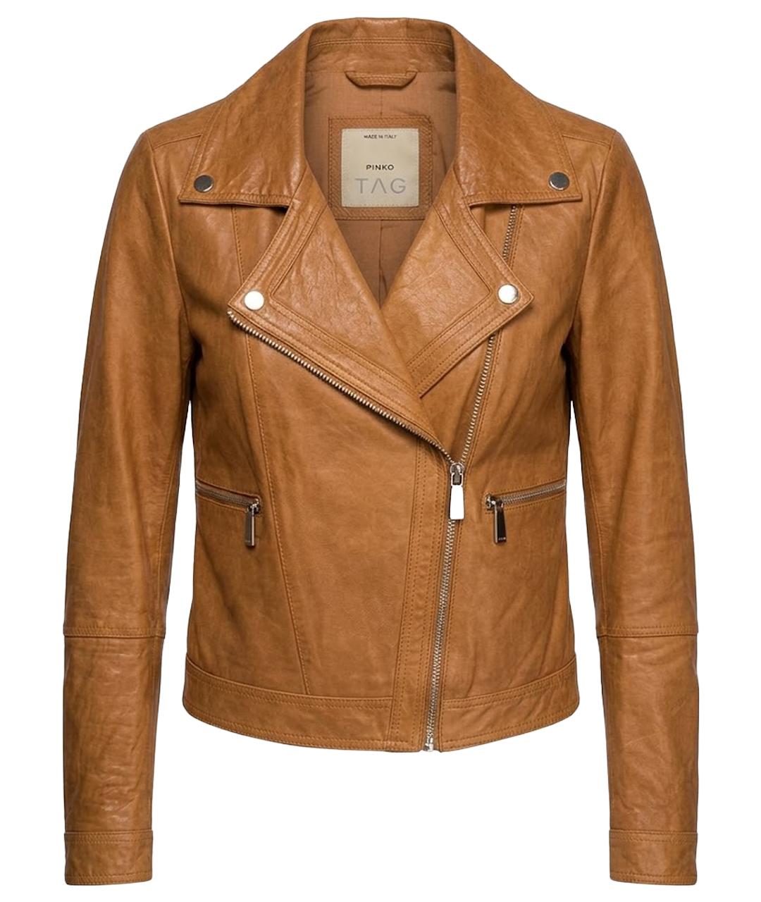 PINKO Коричневая кожаная куртка, фото 1