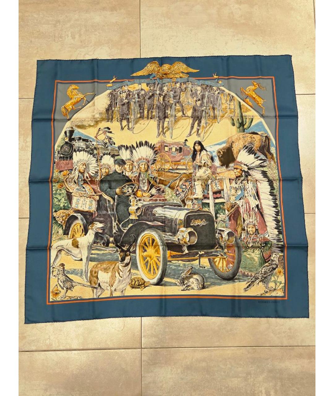 HERMES Мульти шелковый платок, фото 5