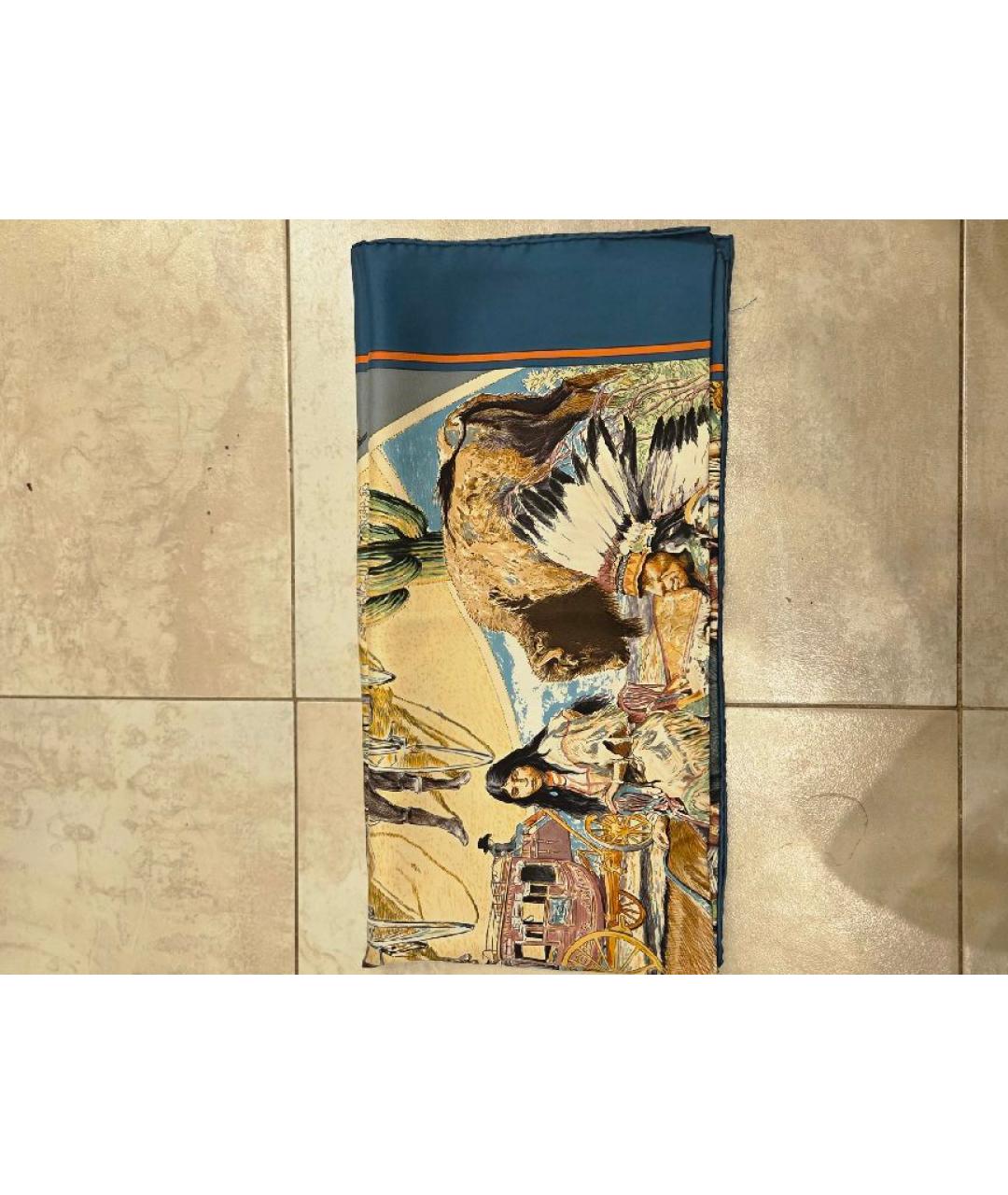 HERMES Мульти шелковый платок, фото 4