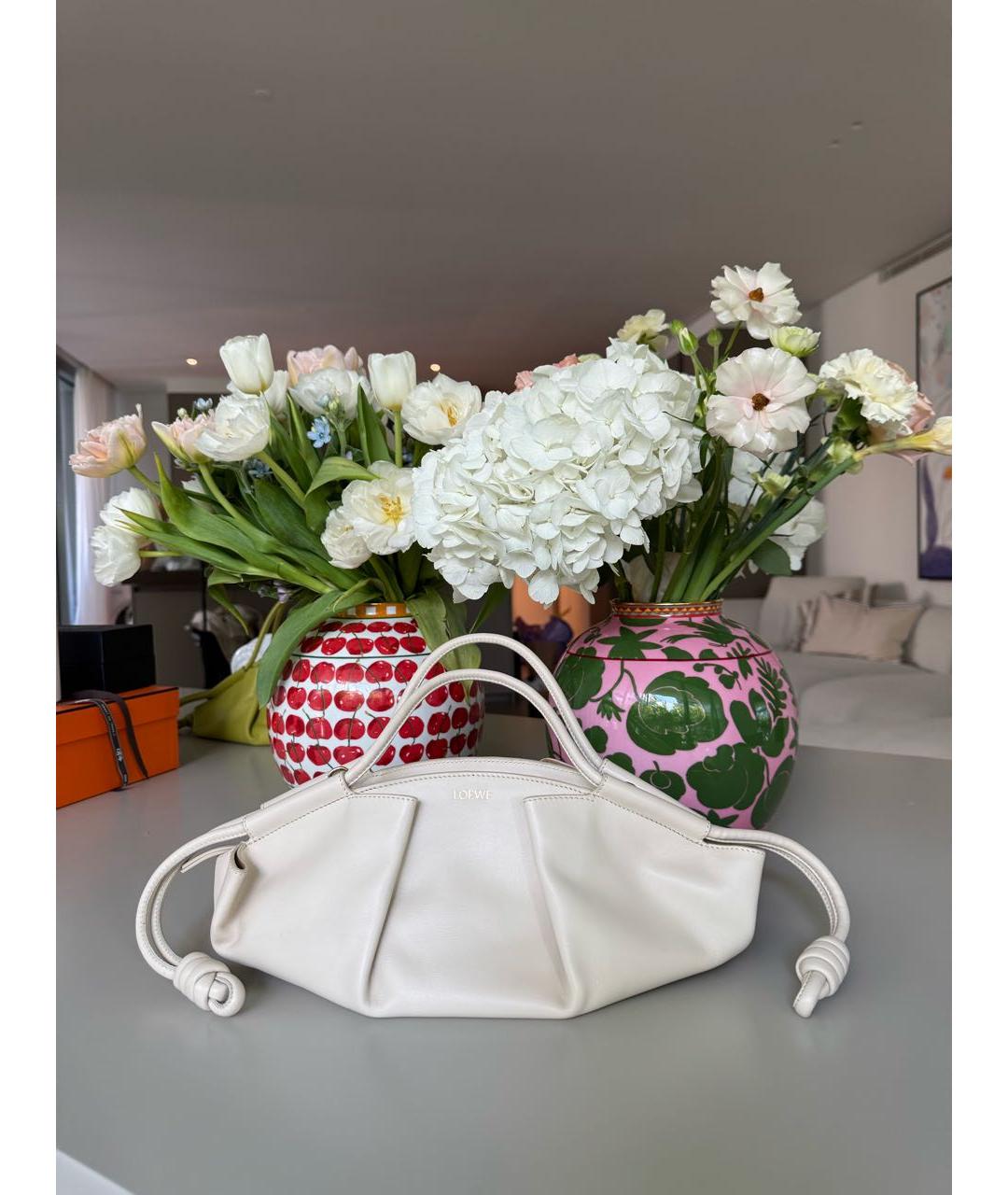 LOEWE Бежевая кожаная сумка через плечо, фото 8