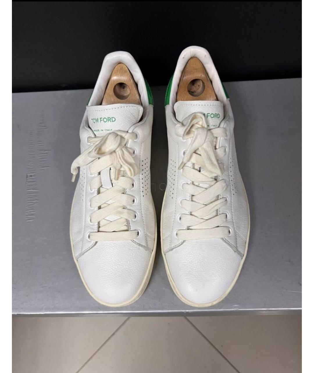 TOM FORD Белые кожаные низкие кроссовки / кеды, фото 3