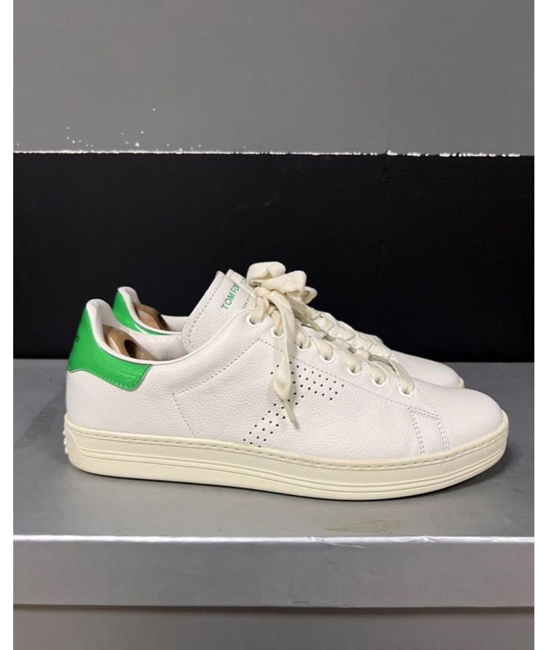 TOM FORD Белые кожаные низкие кроссовки / кеды, фото 8