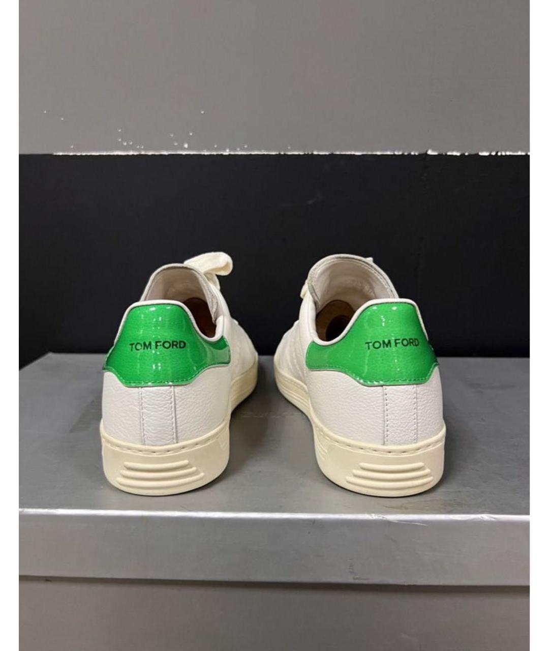 TOM FORD Белые кожаные низкие кроссовки / кеды, фото 4