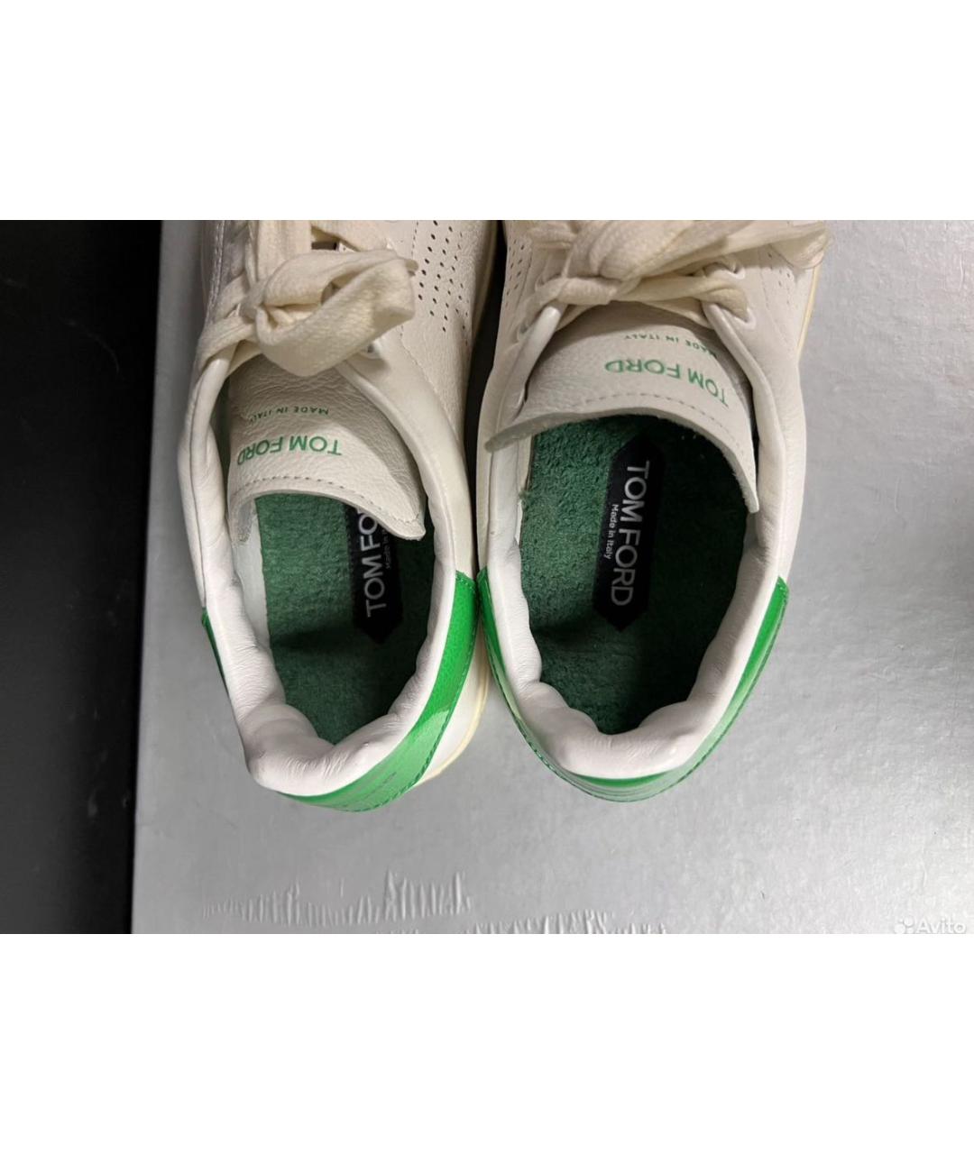 TOM FORD Белые кожаные низкие кроссовки / кеды, фото 7