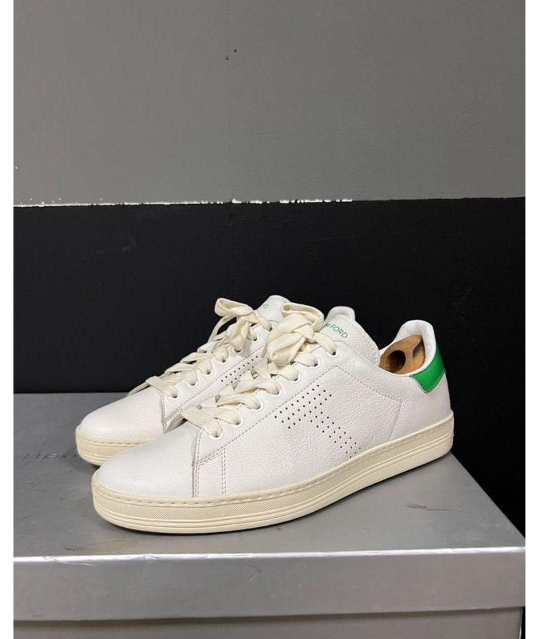 TOM FORD Белые кожаные низкие кроссовки / кеды, фото 2