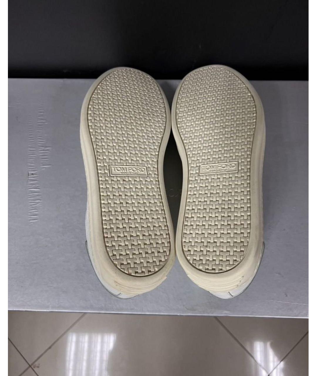TOM FORD Белые кожаные низкие кроссовки / кеды, фото 5
