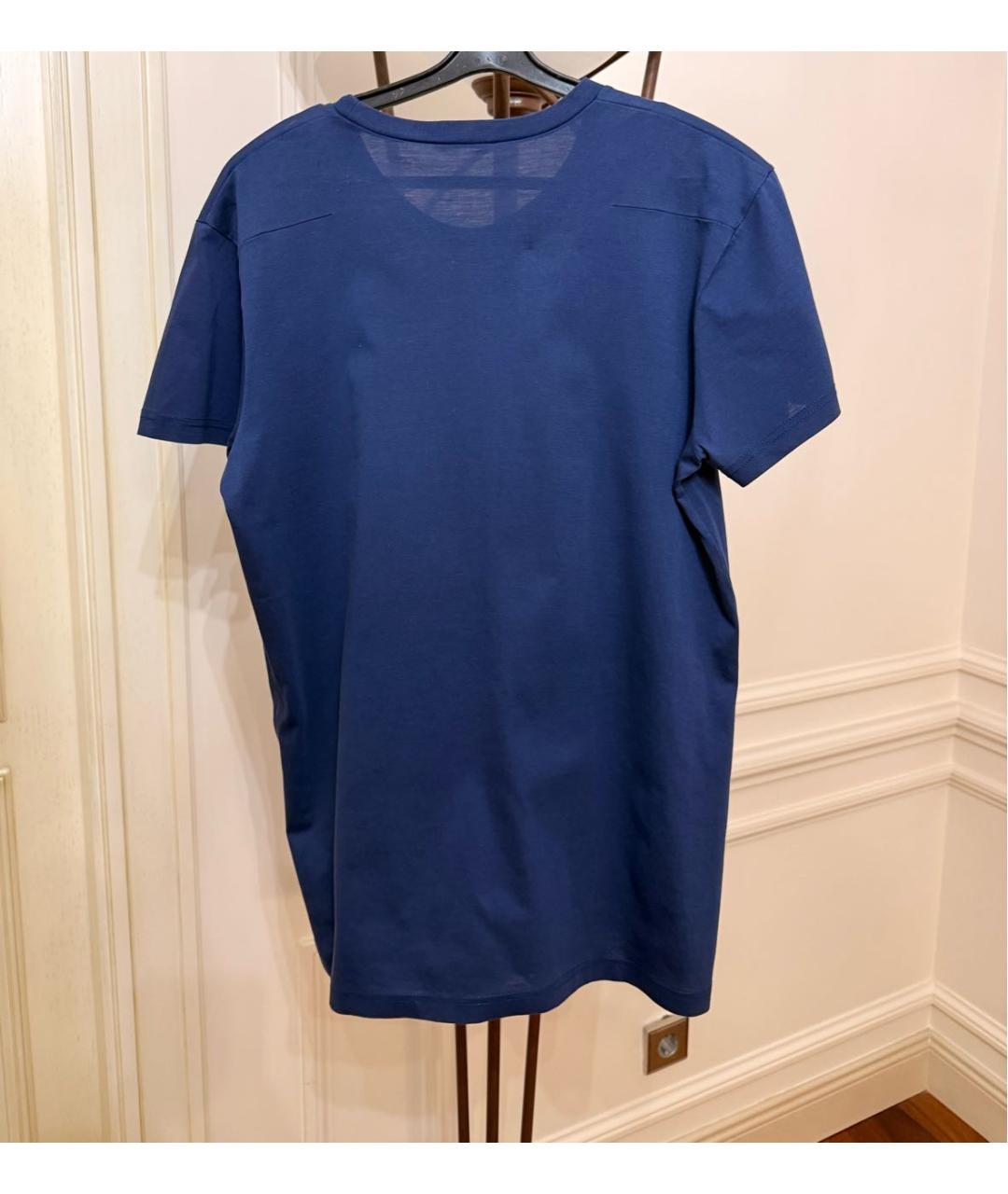 CHRISTIAN DIOR Темно-синяя хлопковая футболка, фото 2