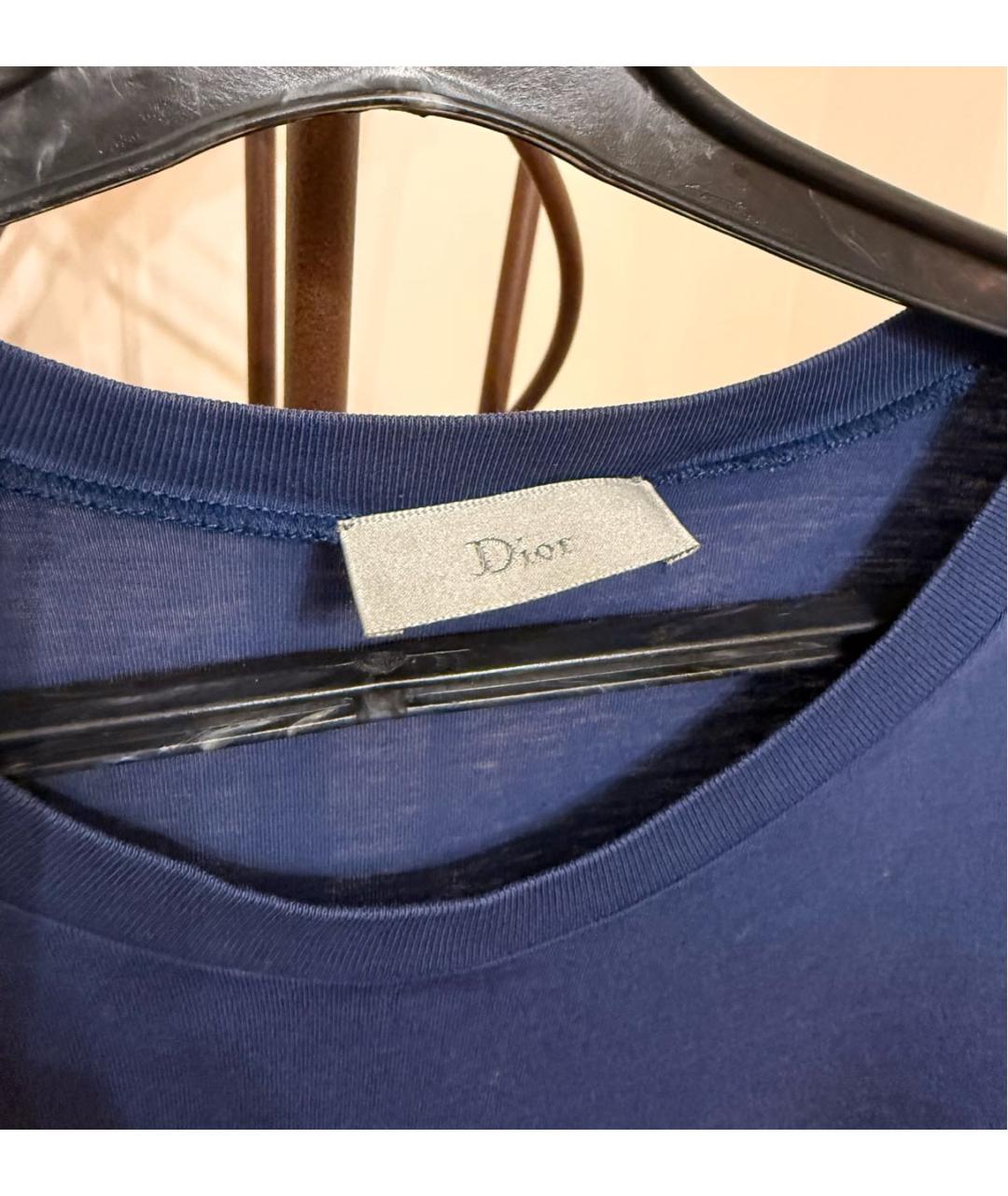 CHRISTIAN DIOR Темно-синяя хлопковая футболка, фото 3