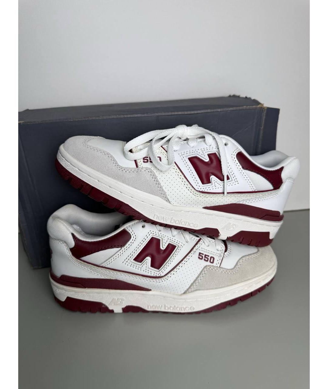NEW BALANCE Белые кожаные низкие кроссовки / кеды, фото 3