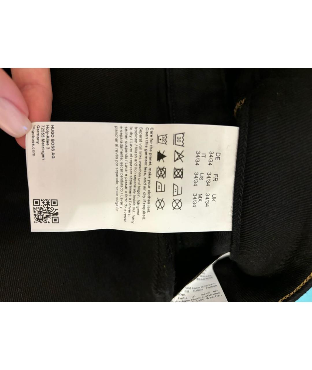 HUGO BOSS Черные хлопко-кашемировые прямые джинсы, фото 5