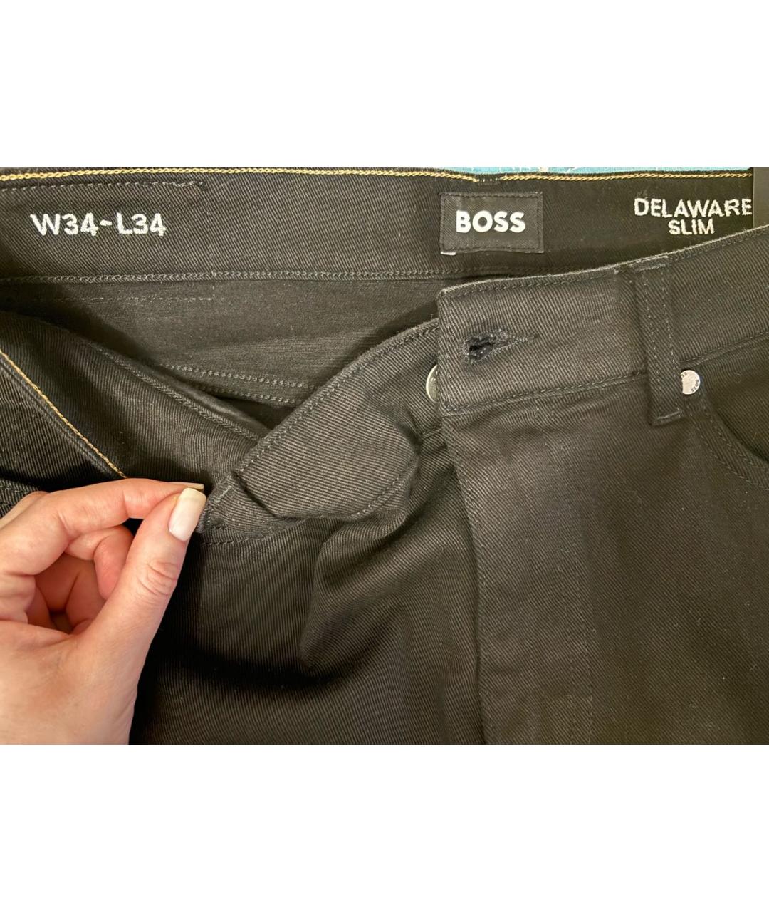 HUGO BOSS Черные хлопко-кашемировые прямые джинсы, фото 4