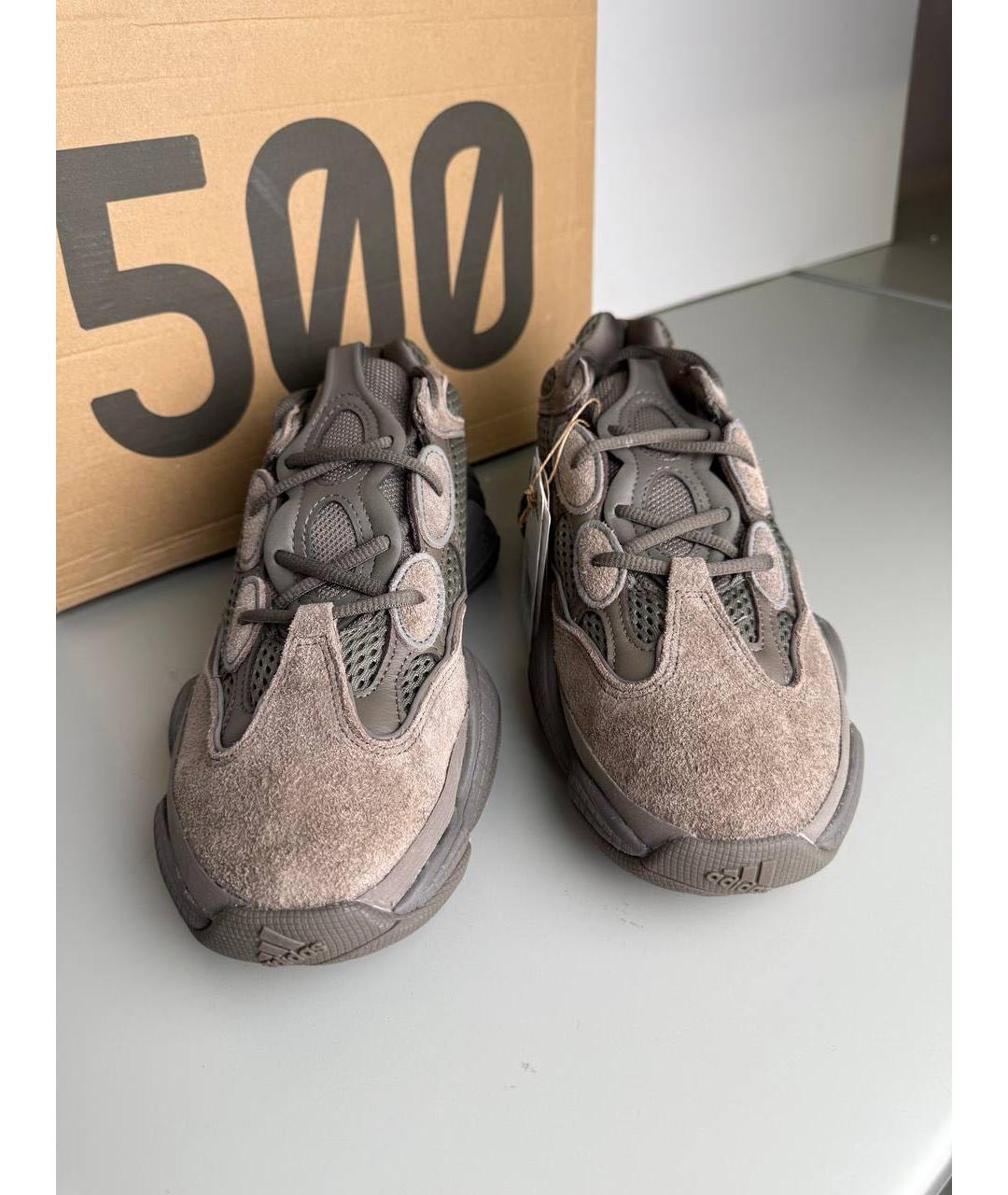 ADIDAS YEEZY Коричневые замшевые низкие кроссовки / кеды, фото 2