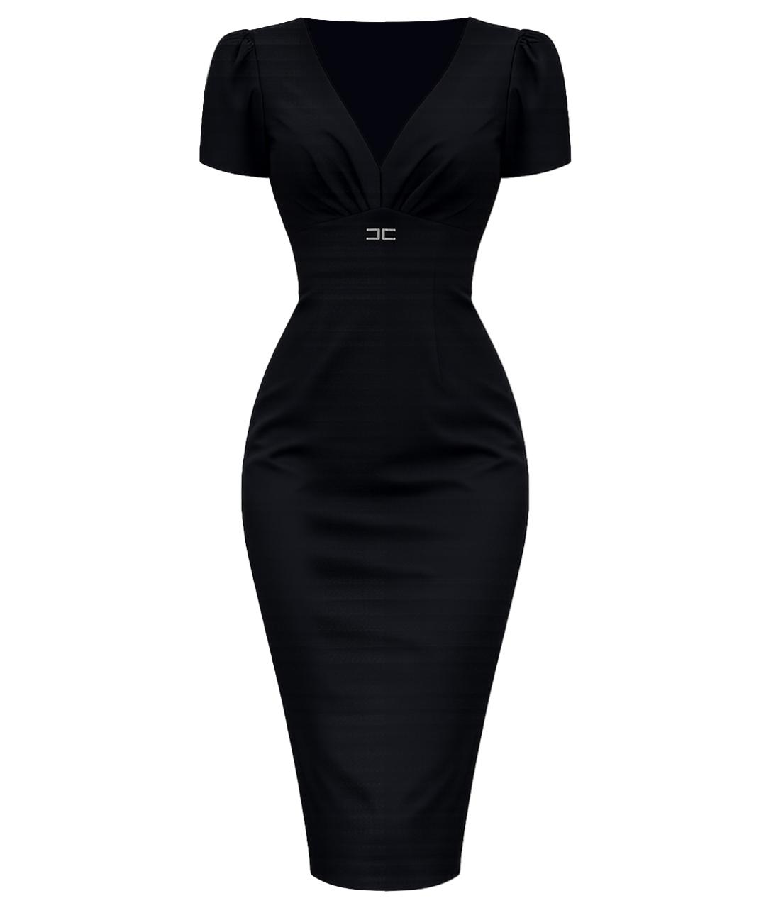 ELISABETTA FRANCHI Черное вискозное коктейльное платье, фото 1