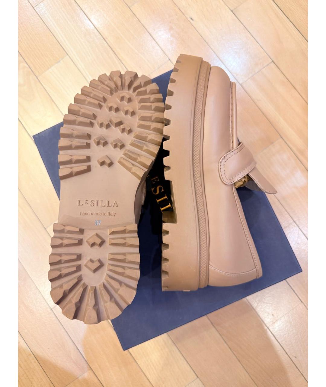 LE SILLA Бежевые кожаные лоферы, фото 9