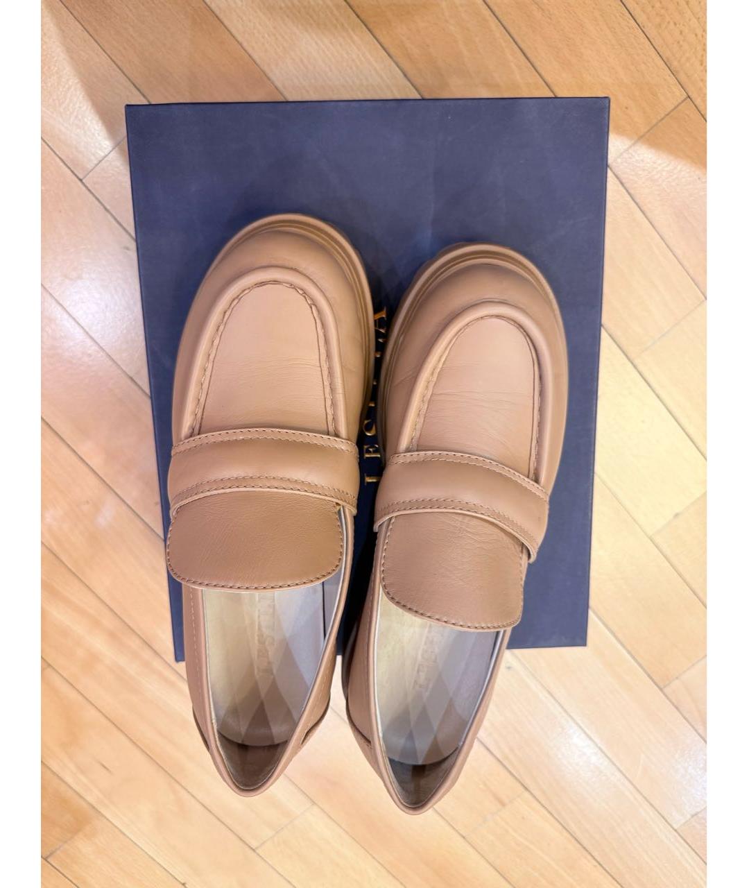 LE SILLA Бежевые кожаные лоферы, фото 3